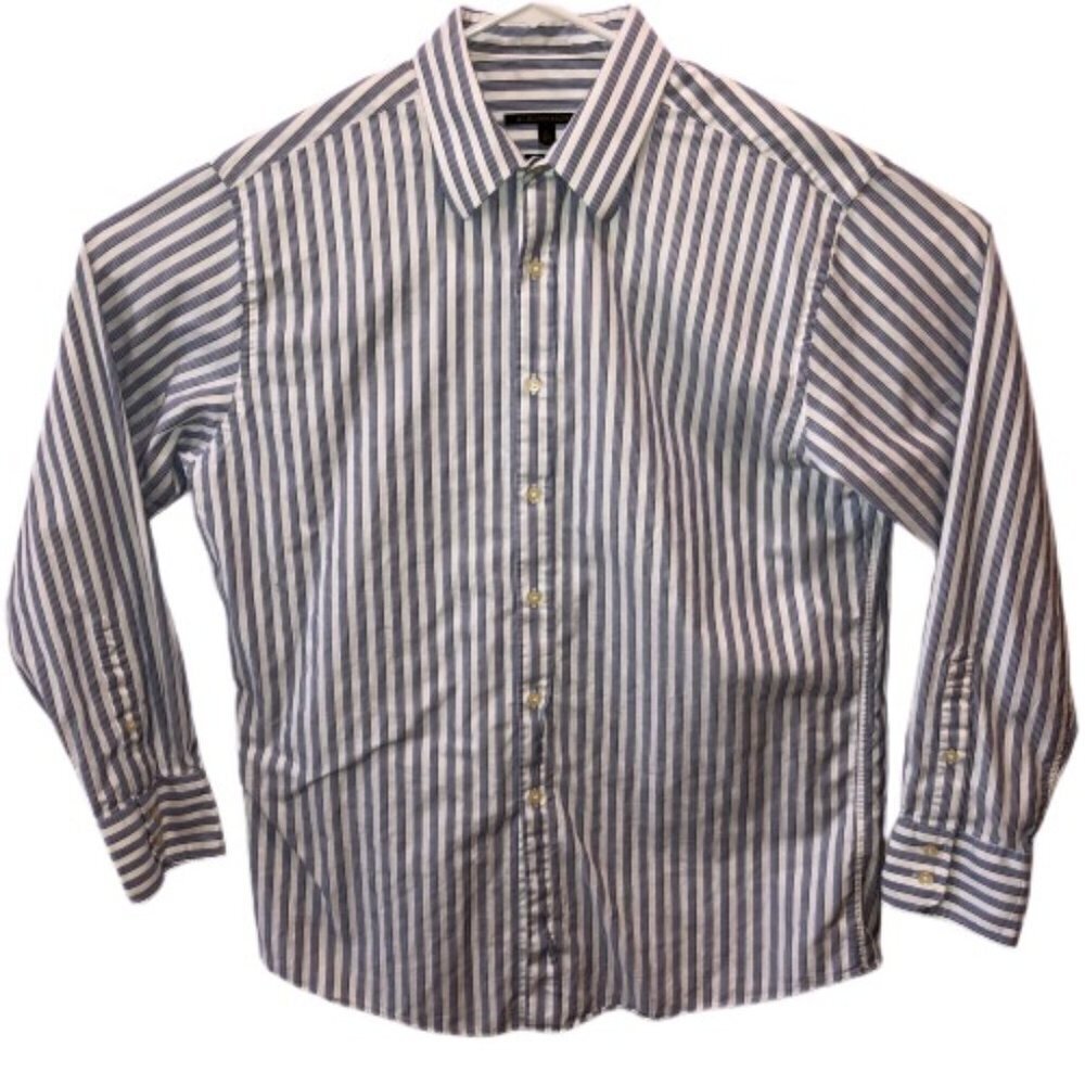 BCBG MAXAZRIA Large Striped Button Front Shirt - Picture 2 of 10